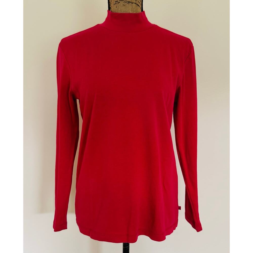 Liz Claiborne Womens Dark Pink Rose Cotton Mock Turtleneck Sz Small